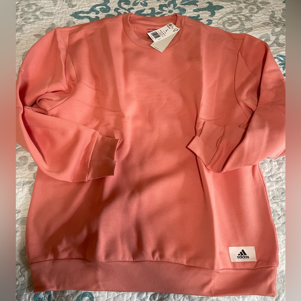 Adidas Men’s Sweatshirt; NWT; Large Salmon Color